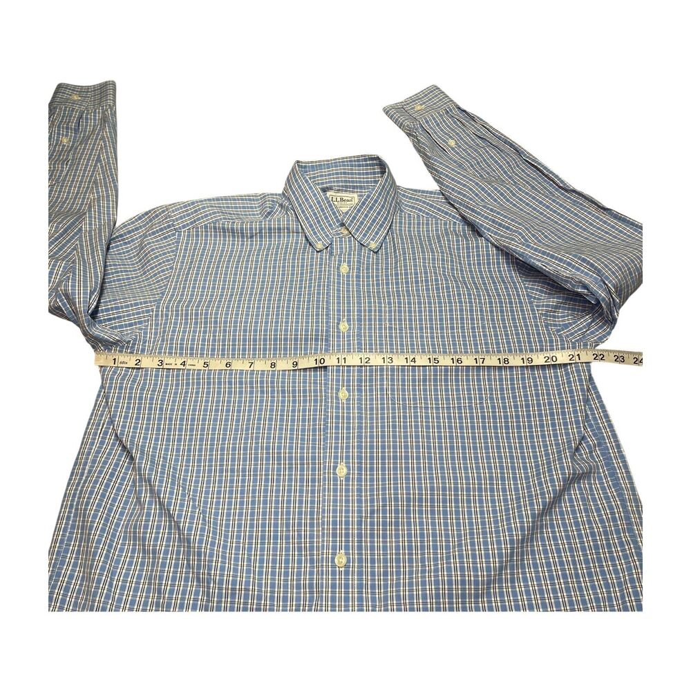 L.L.Bean Dress Shirt Men's 15.5 Multicolor Plaid Cotton Traditional Fit Formal - Picture 4 of 6